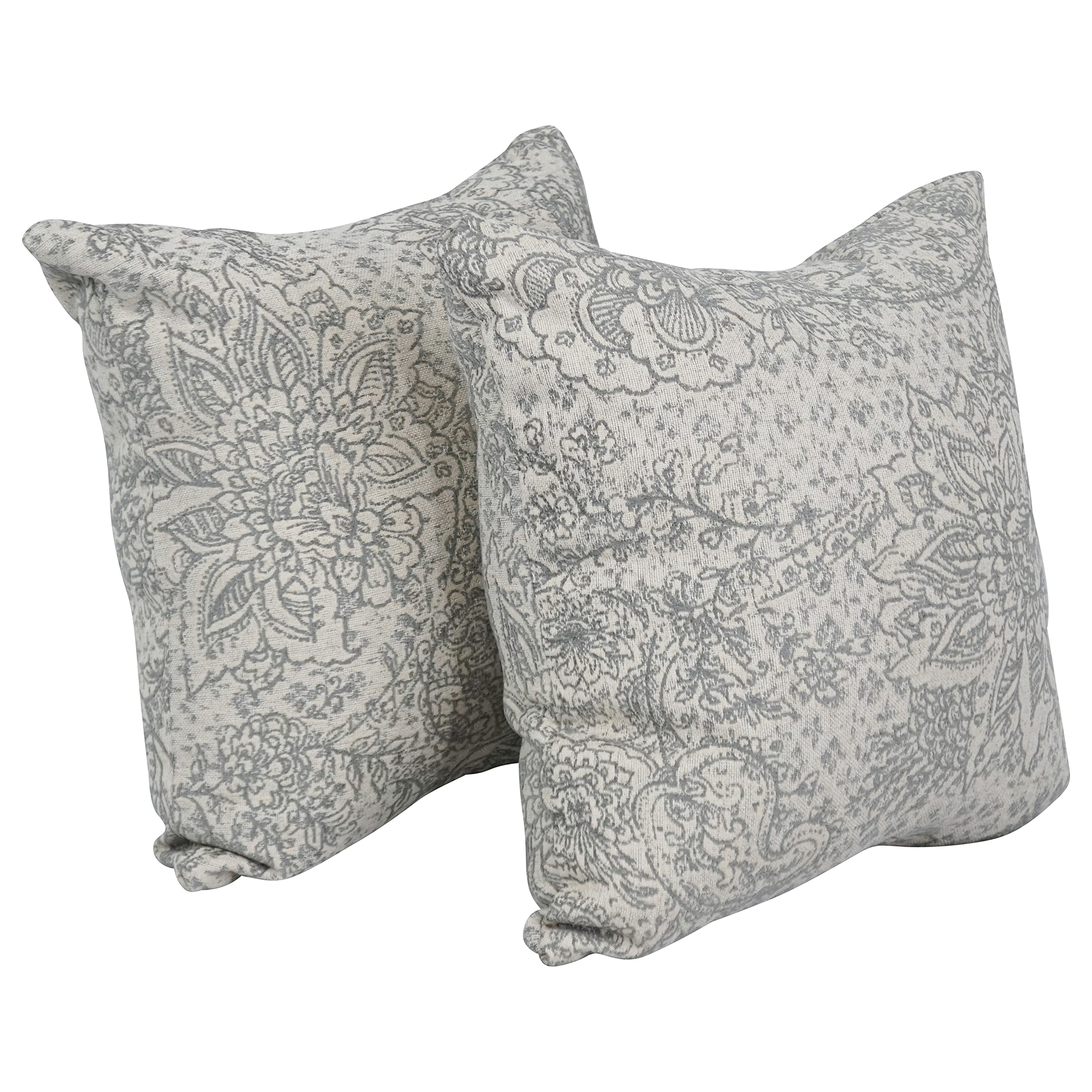 Blazing Needles Square Jacquard Throw Pillows, 17", Paislfrt Mica 2 Count