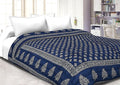 SAMRADHI Rajasthani Traditional Famous Jaipuri Beautiful Floral Print in White and Blue Jaipuri Rajai/Razai/Quilt/Comforter/AC Q