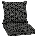 Arden Selections Outdoor Deep Seat Set, 24 X 24, Rain-Proof, Fade Resistant, Deep Seat Bottom And Back Cushion 24 X 24, Black Gl