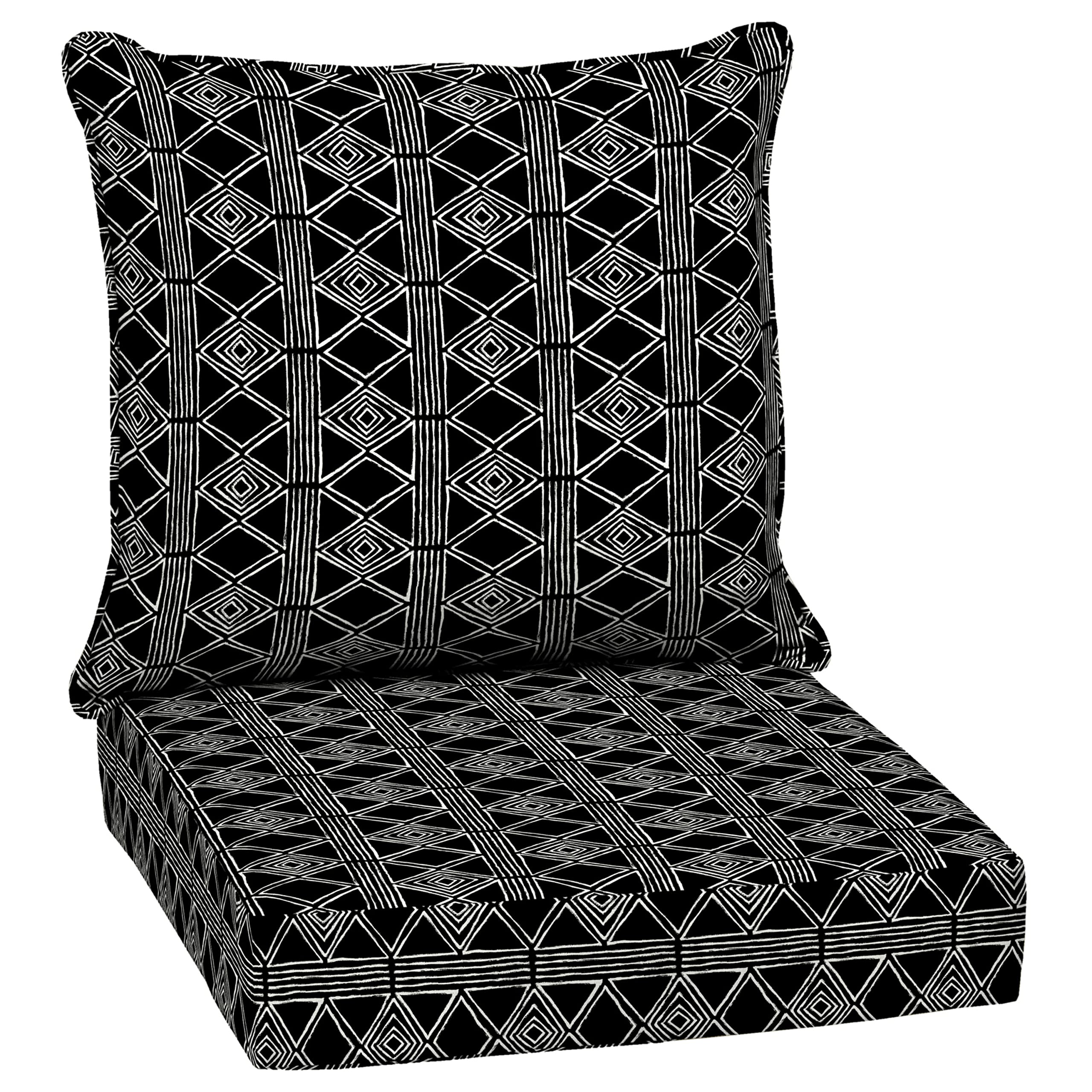Arden Selections Outdoor Deep Seat Set, 24 X 24, Rain-Proof, Fade Resistant, Deep Seat Bottom And Back Cushion 24 X 24, Black Gl