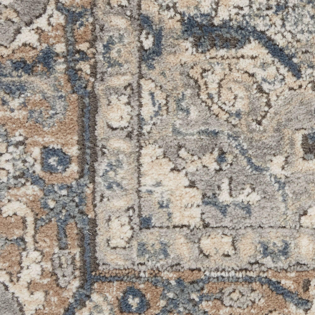 HomeRoots 521918 7 x 10 ft. Gray & Ivory Floral Power Loom Rectangle Area Rug