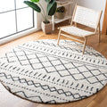 SAFAVIEH Arizona Shag Collection Area Rug - 32 Round, Ivory & Black, Moroccan Design, 1.6-inch Thick, Non-Shedding, Ideal for H