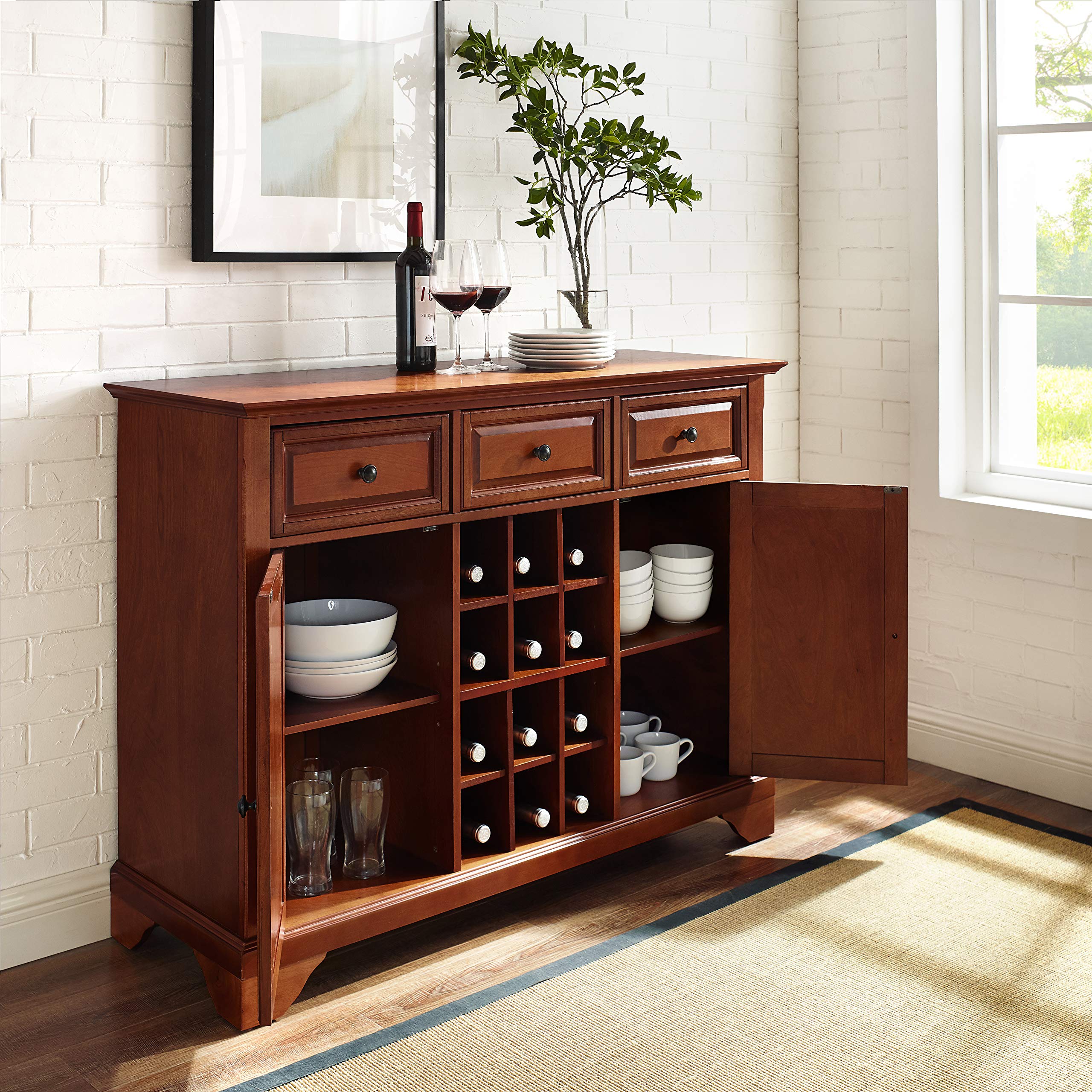 Crosley Furniture Lafayette Wine Buffet/Sideboard - Classic Cherry