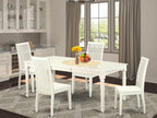 East West Furniture DOIP5-LWH-W 5 Piece Dining Set Includes a Rectangle Dining Table with Butterfly Leaf and 4 Kitchen Chairs, 42x78 Inch, Linen White