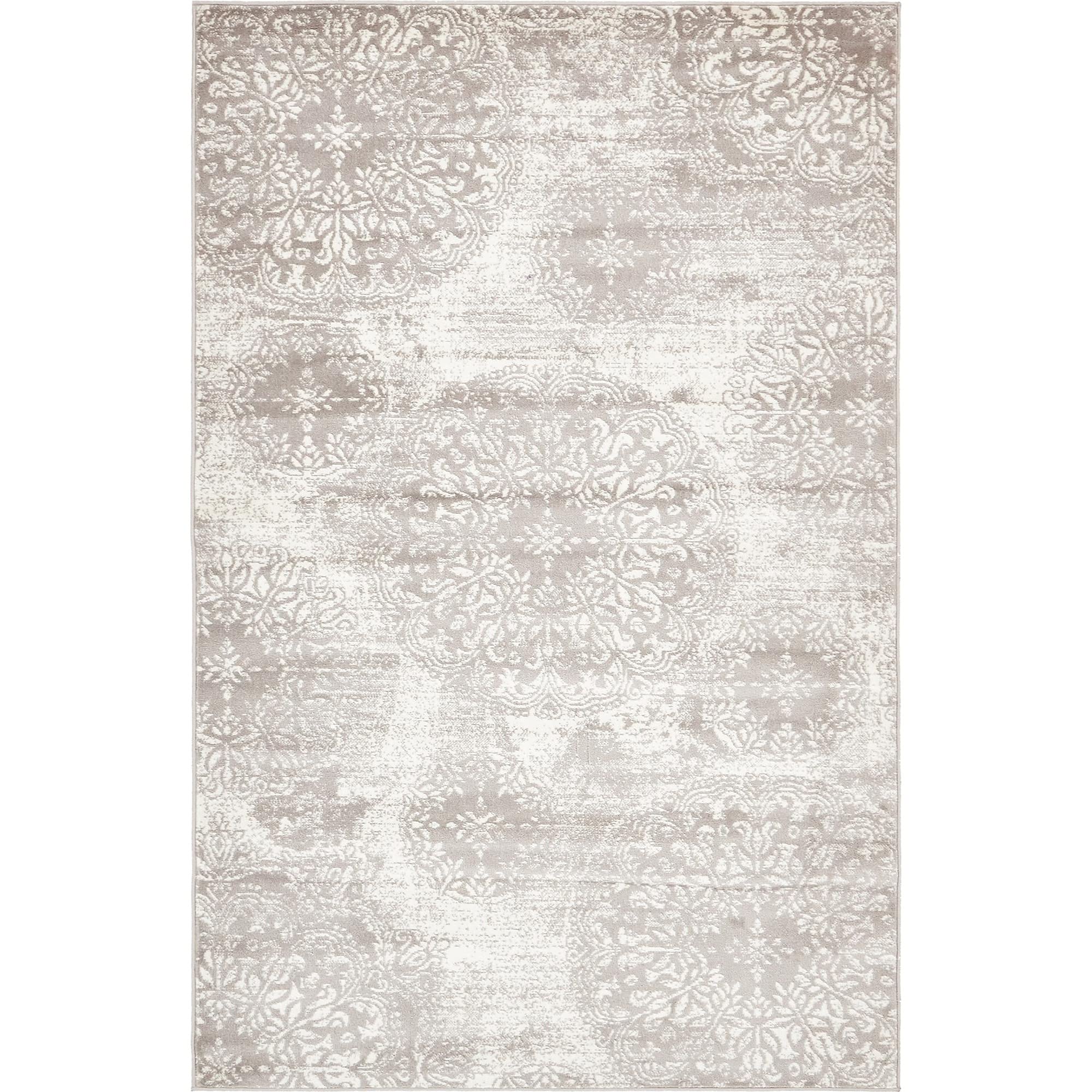 Unique Loom Sofia Collection Area Rug - Grand (5 3 x 8 Rectangle, Light Gray/ Ivory)