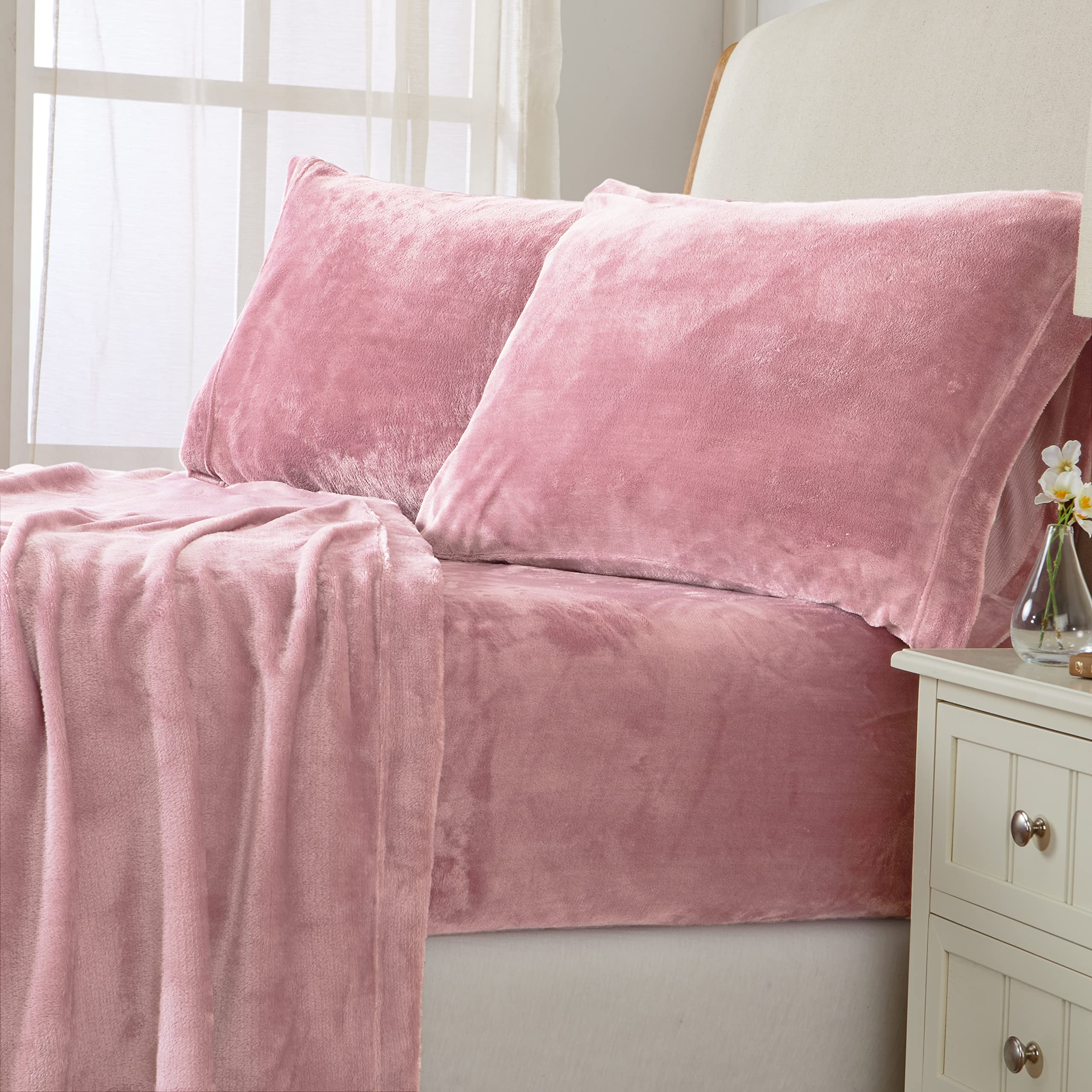 Ultra Soft Micro Fleece Sheets Set With Extra Deep Pockets | Extra Soft Velvet Fleece Sheet Set | Super Plush Polar Fleece | Vel