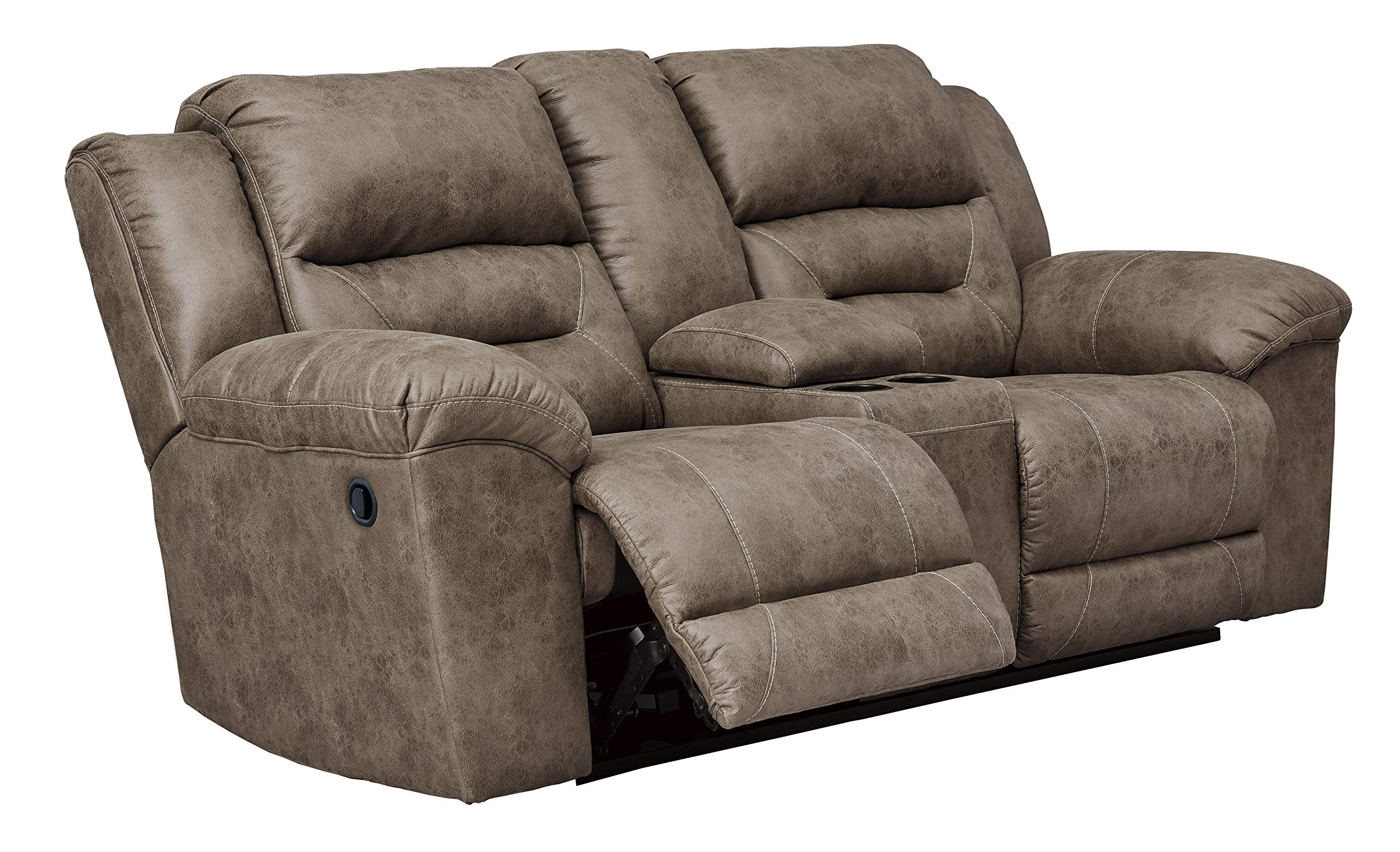 Benjara Wooden Dual Recliner Loveseat With Storage Console, Gray