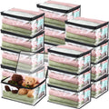 Windyun 16 Pack Clear Storage Bags with Zipper and Handle for Clothes Heavy Duty Plastic Blanket Clothes Moving Bags Cloth Bins 