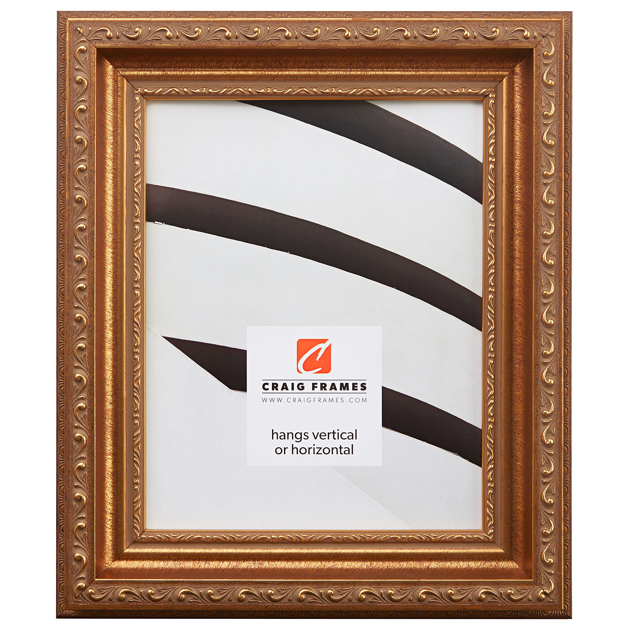 Craig Frames French Ornate, 8x12 Picture Frame, Antique Gold