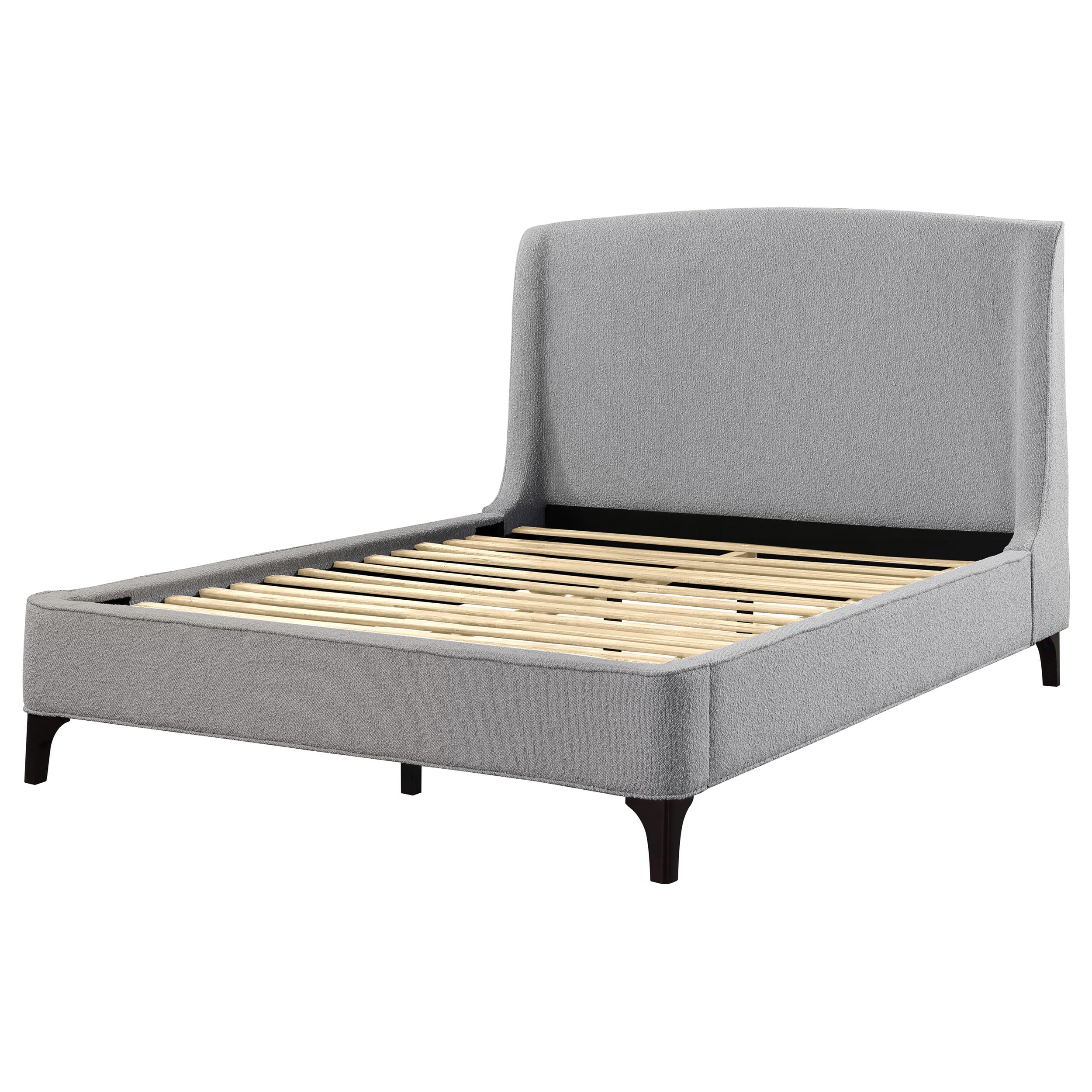 Coaster Home Furnishings Mosby Contemporary Boucle Upholstered Eastern King Size Wingback Bed Frame Platform Bed 54-Inch Headboard Grey 306021Ke