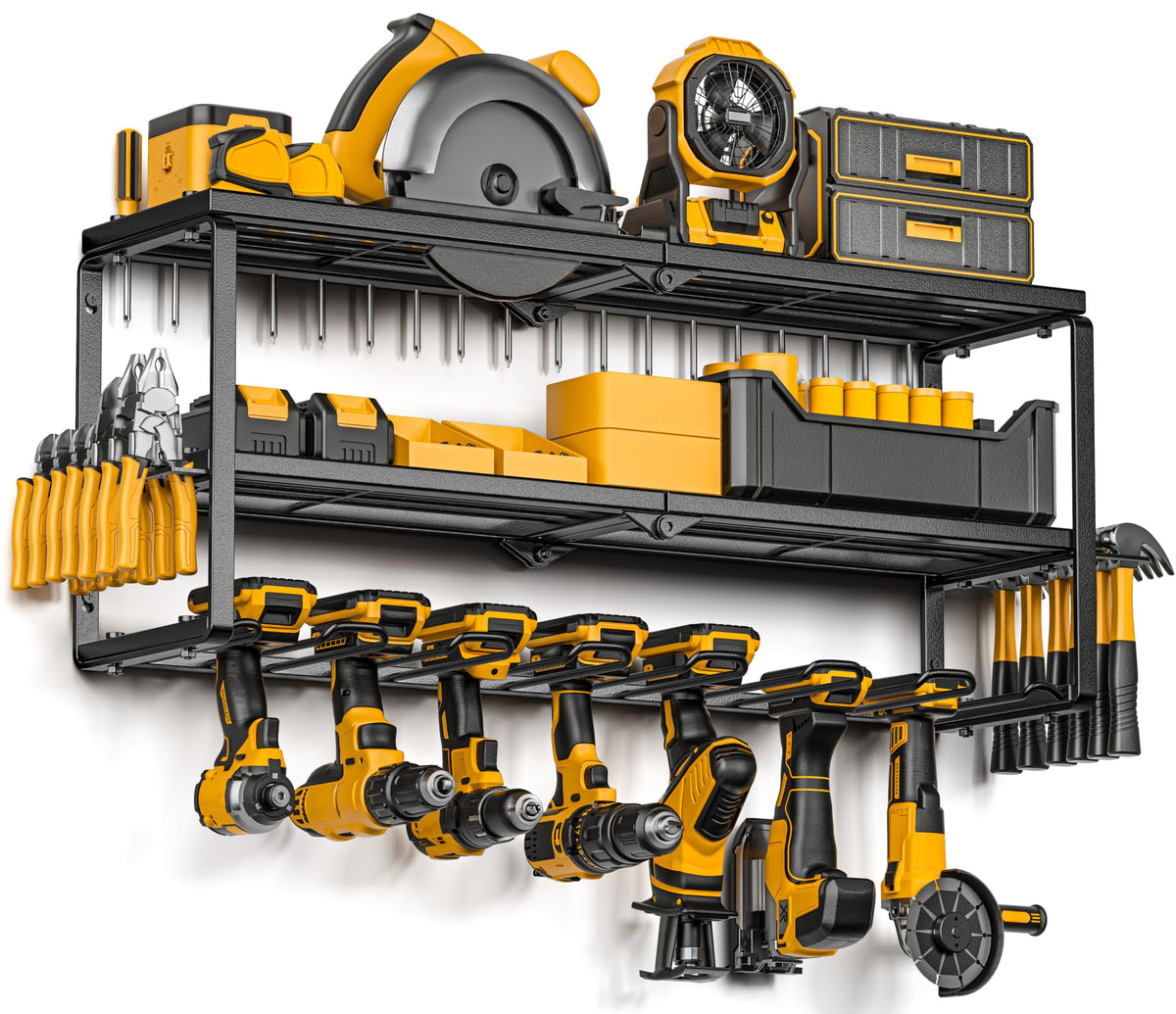 Spampur Power Tool Organizer For Tool Storage, Drill Holder Wall Mount With Charging Station, Tool Holder And Storage Rack For G
