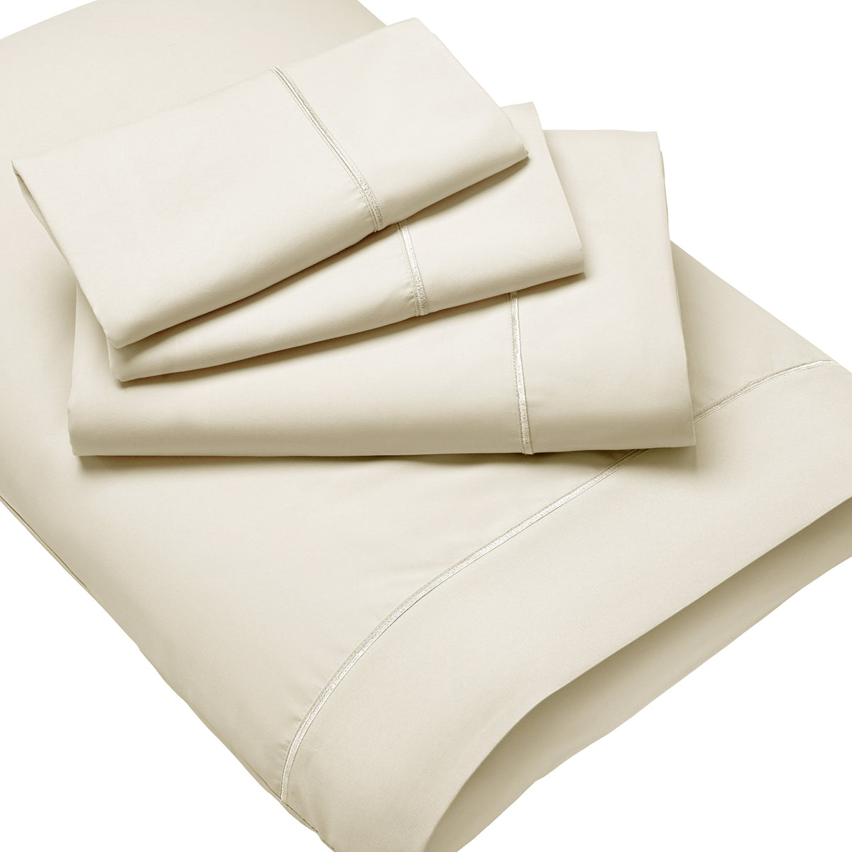 Fabrictech International Luxury Microfiber Wrinkle Resistant 4-Piece Sheet Set, California King, Ivory