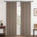 Dark Flax Living Room Curtains 84 Inches Long,Tan Pinch Pleated Linen Window Curtain Total Blackout Burlap Sunblock Thermal Drap