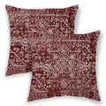 Boho Pillow Covers 18X18, Wine Red Burgundy Cream Ethnic Design Outdoor Decorative Throw Pillows For Couch, Carpet Pattern Decor