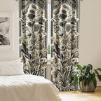 Ambesonne Botanical Art Window Curtains Pack Of 2, Leafy Floral Huddle Composition With Nostalgia Tones Oriental Details, Lightw