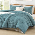Litanika Grayish Teal California King Size Comforter Set, 3 Pieces Chevron Tufted Bedding Set & Collections, All Season Bed Set