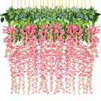 DearHouse 12 Pack 1 Piece 3.6 Feet Artificial Fake Wisteria Vine Ratta Hanging Garland Silk Flowers String Home Party Wedding De
