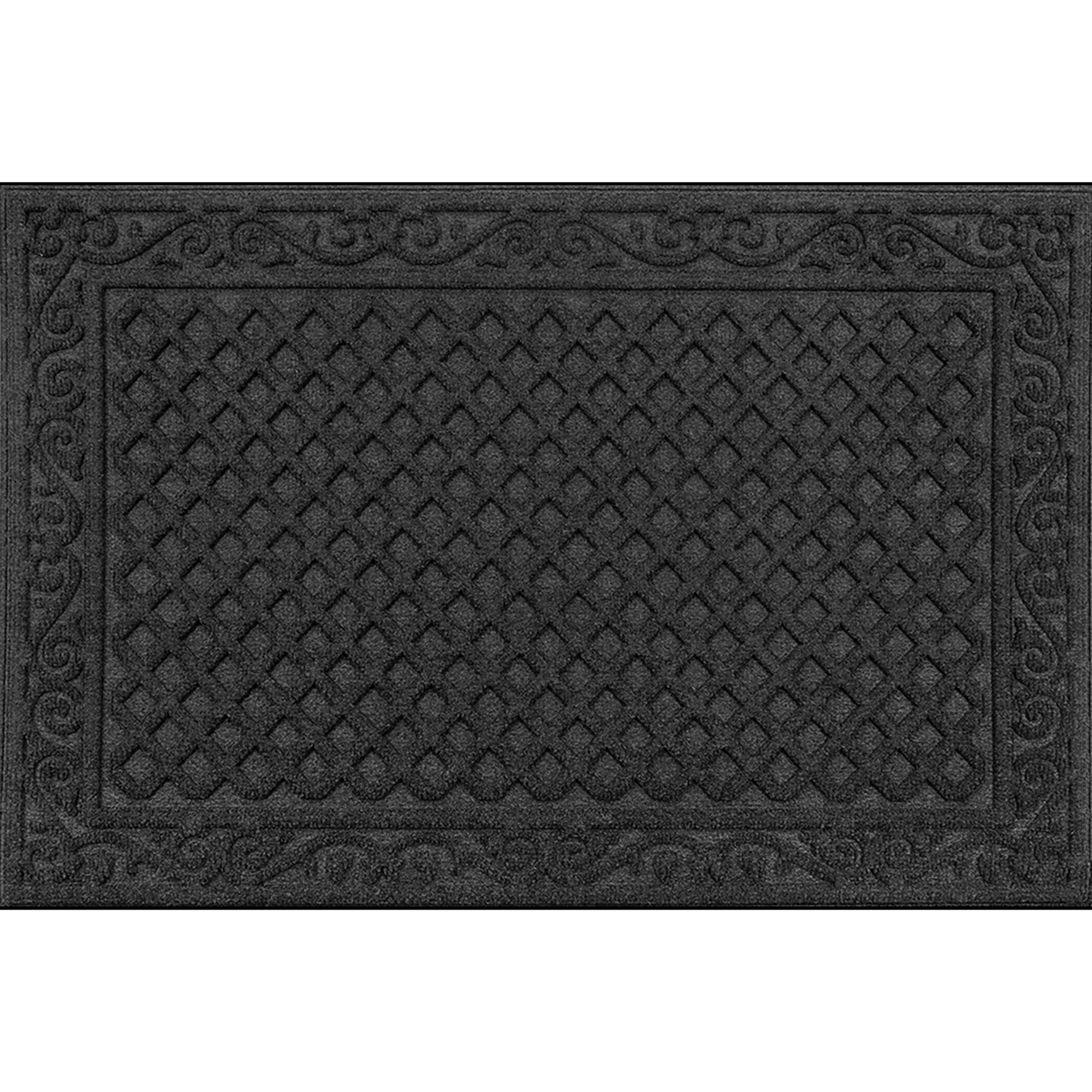 Apache Mills Textures Iron Lattice 2' X 3' Non Slip Weather And Stain Resistant Entrance Door Mat, Onyx