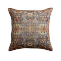 Benjara Gib 18 x 18 Handcrafted Square Cotton Accent Throw Pillow, Ornate Vintage Floral Pattern, Blue and Brown