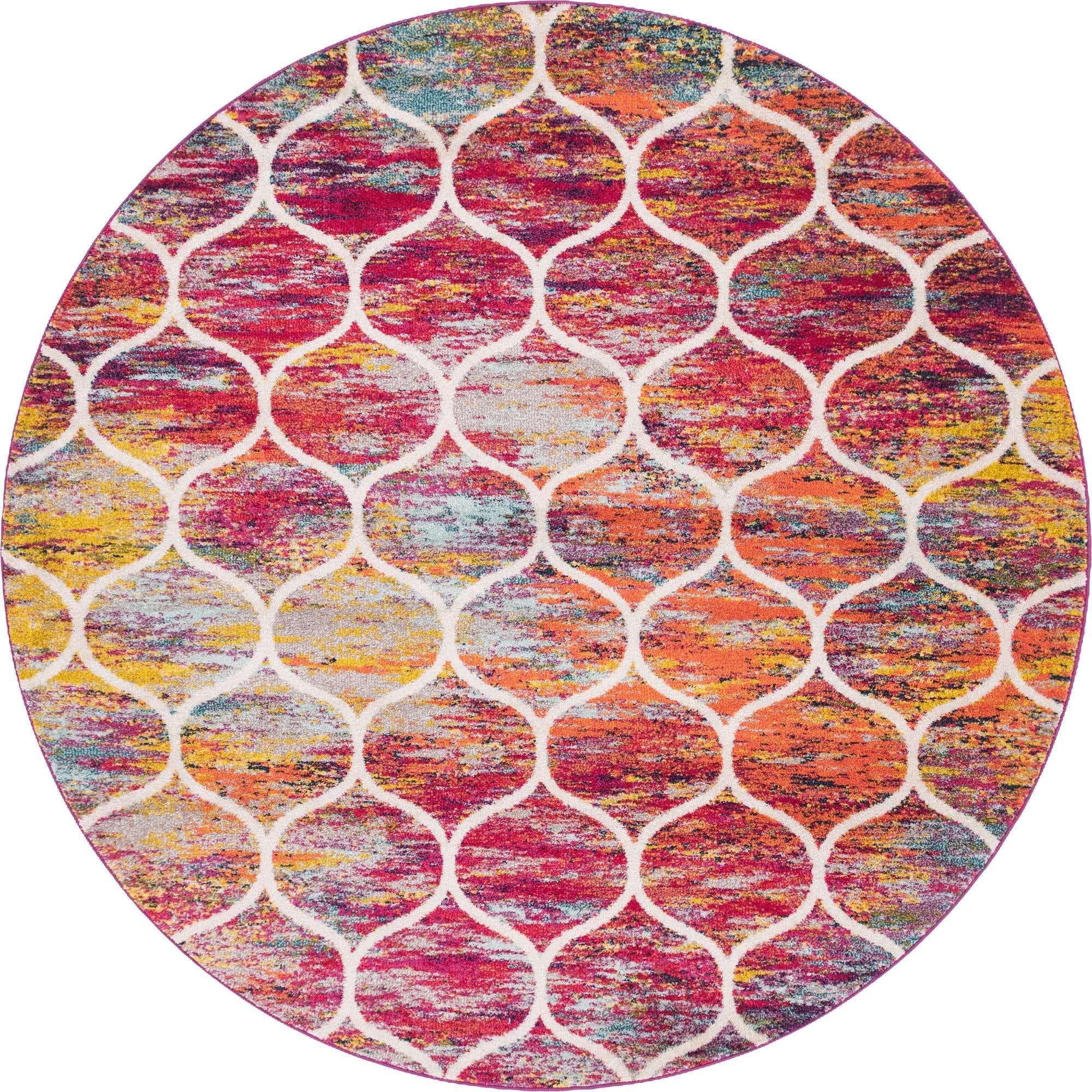 Unique Loom Trellis Frieze Collection Area Rug - Rounded (8' Round, Multi/ Black)