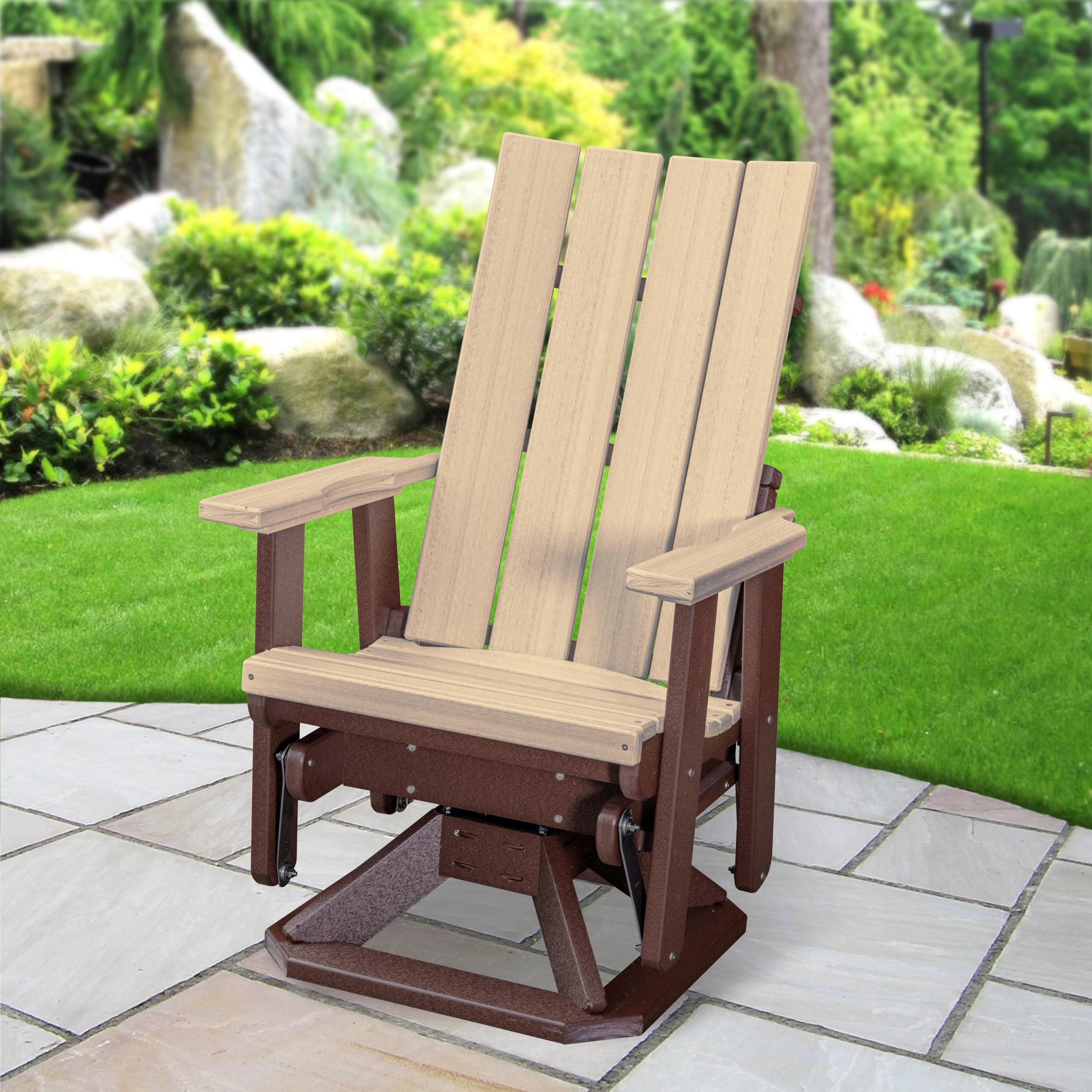 Brandon Swivel Glider in Weatherwood on a Tudor Brown Base