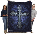 Pure Country Weavers Gothic Cross Blanket By Brigid Ashwood - Religious Gift Tapestry Throw Woven From Cotton - Made In The Usa