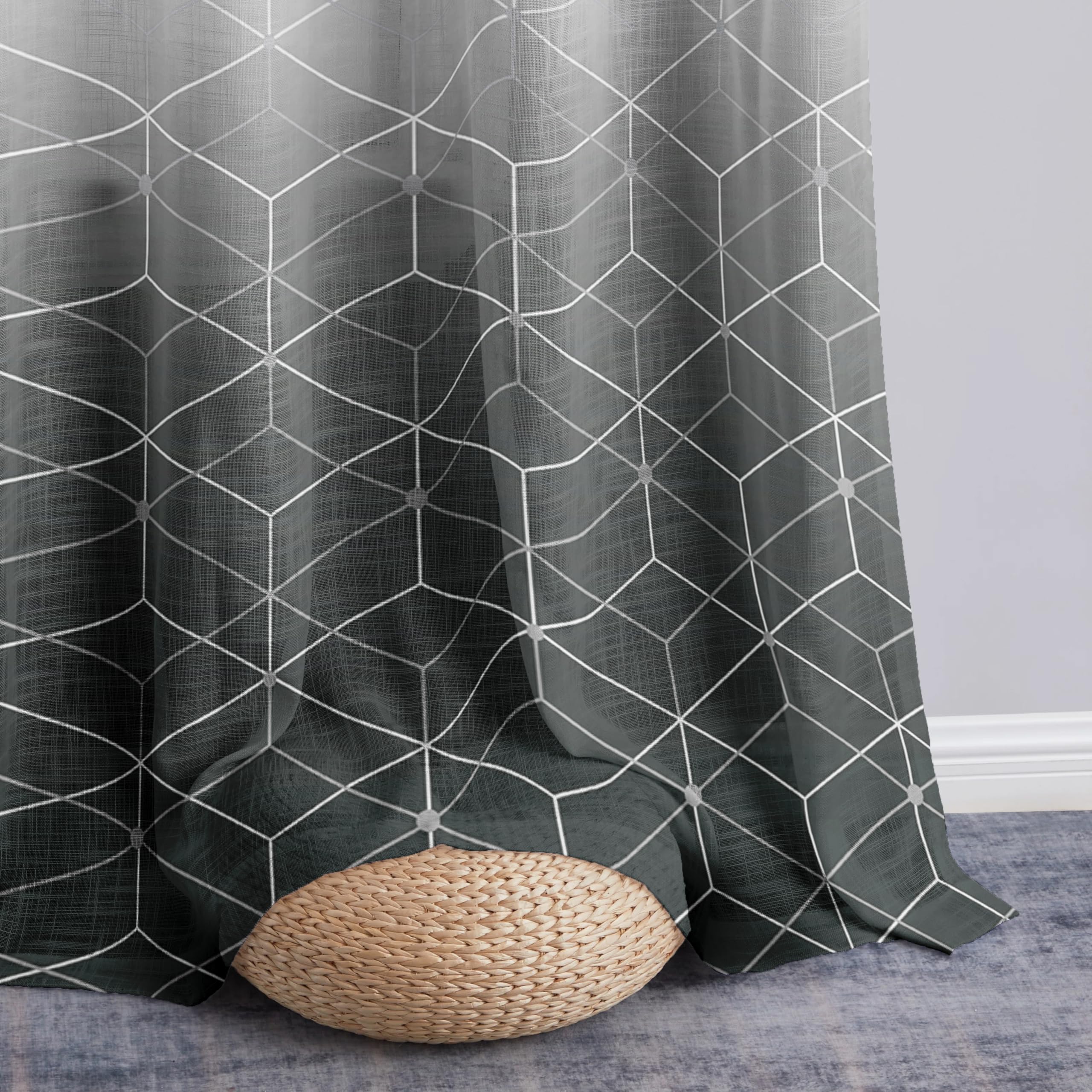 Story@Home Window Curtains 5 Feet Long Set Of 1 | Geometric Print | Semi Transparent Curtain | Net Curtains | Sheer Curtain For 