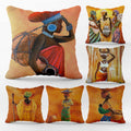 African Art Ethnic Tribe Lady Throw Pillow Case, 18 X 18 Inch Set Of 6, African Women Gift, African Style Room Decor, African Wo