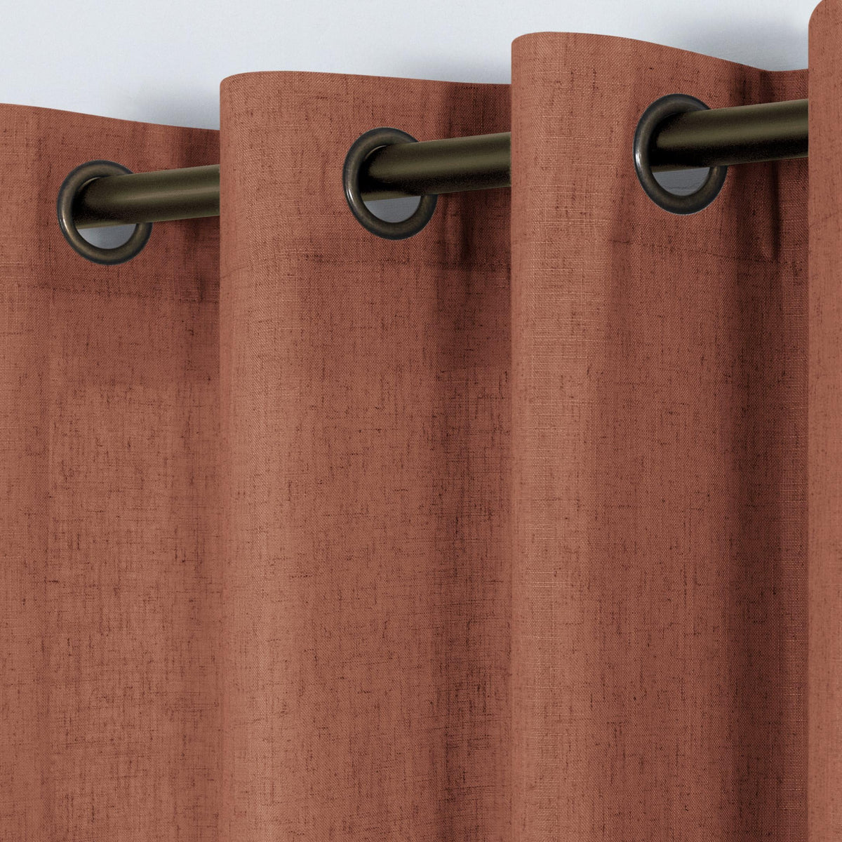 Koufall 52X108 Inch Length Bronze Grommet Linen Blend Sheer Curtains For Living Room Terracotta