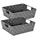 Simplify Large Shelf Woven Strap Tote, Decorative Storage Basket, Built in Handles, Organizing Accessories, Drawers, Desks, Clos