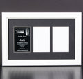 Creative Letter Art 4    x 6    Multiple Opening Picture Frame Collage with 3 holes, Cottage White Frame with 10 x 16-inch Black