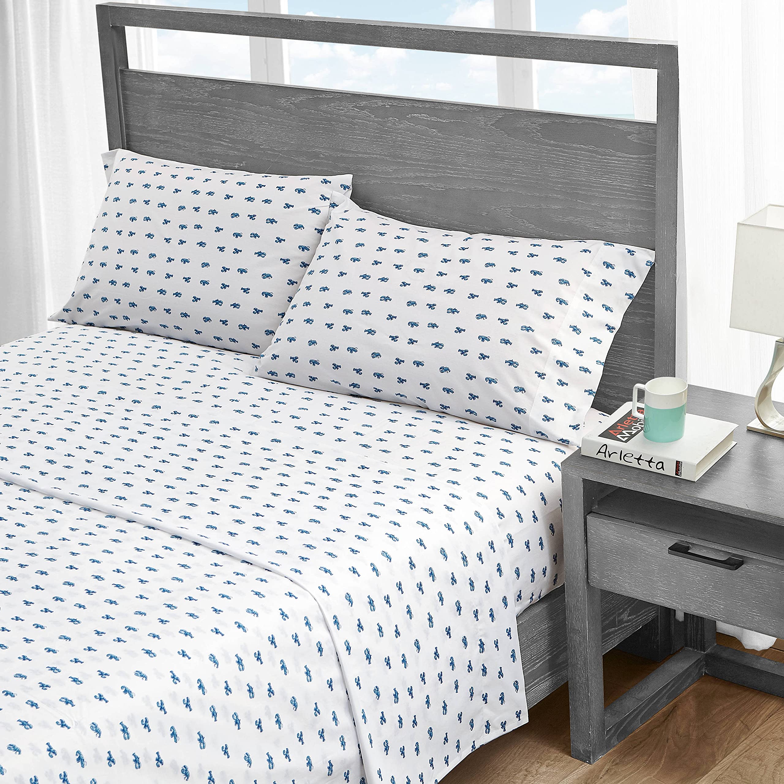 Nautica - Twin Sheets, Cotton Percale Bedding Set, Coastal Home Decor, Dorm Room Essentials (Cloyster Blue, Twin)