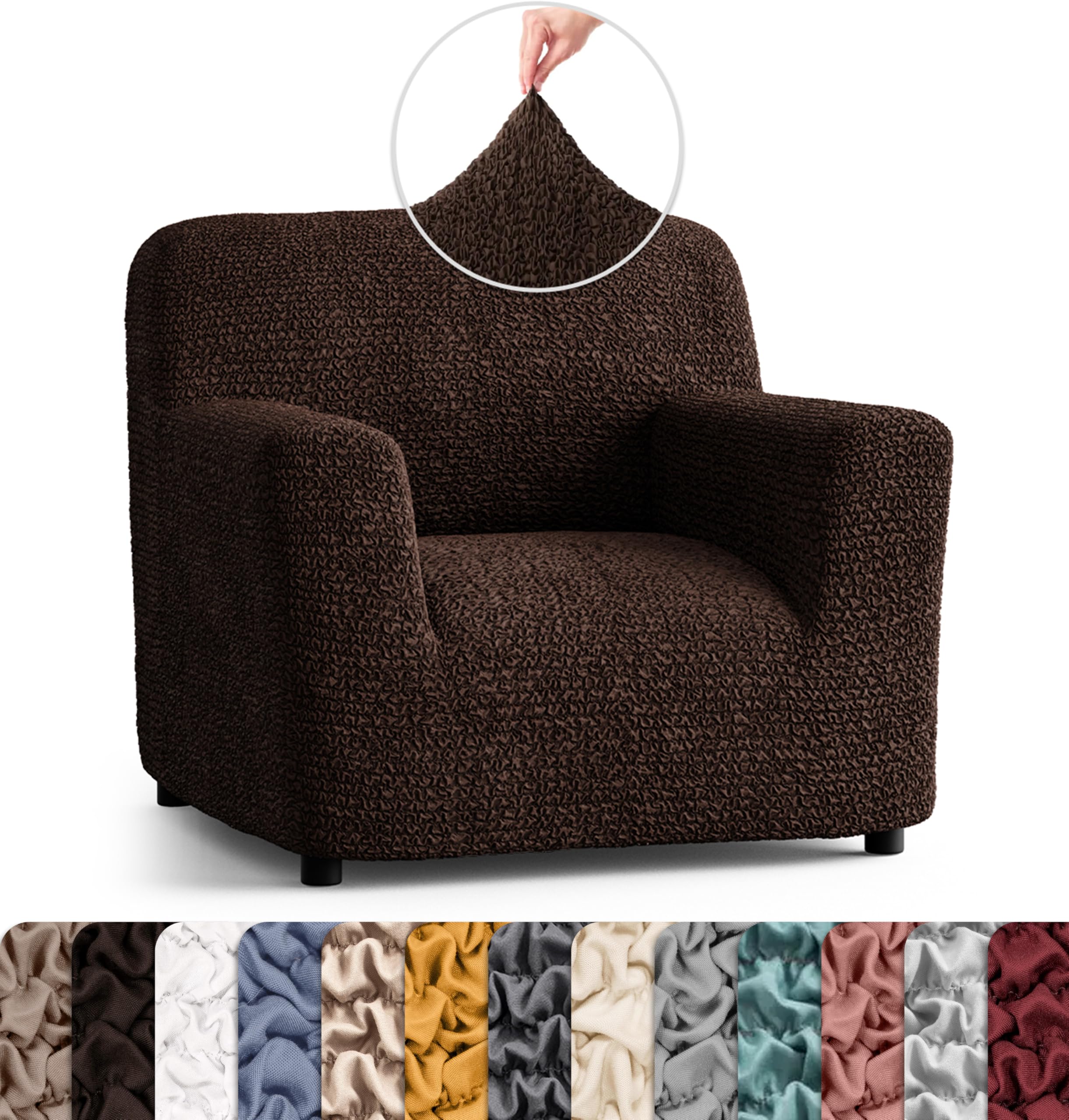 PAULATO BY GA.I.CO. Chair Cover - Armchair Cover - Armchair Slipcover - Soft Polyester Fabric Slipcover - 1-Piece Form Fit Stret