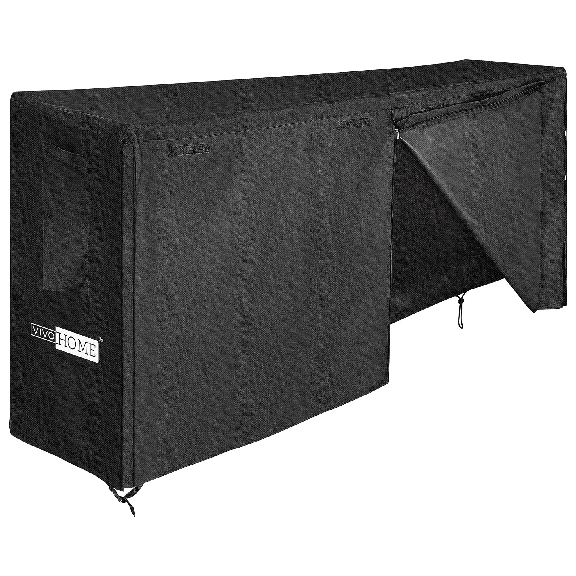 Vivohome 8Ft Waterproof Log Rack Cover, Heavy Duty 600D Oxford Outdoor Firewood Storage Cover With Zipper And Hook Loop Tape (Lo