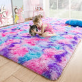 Noahas 4x6 Kids Rugs for Bedroom Girls,Fluffy Rainbow Rug,Pink and Purple Carpet,Fluffy Bedroom Rug,Shaggy Princess Rug,Kawaii C