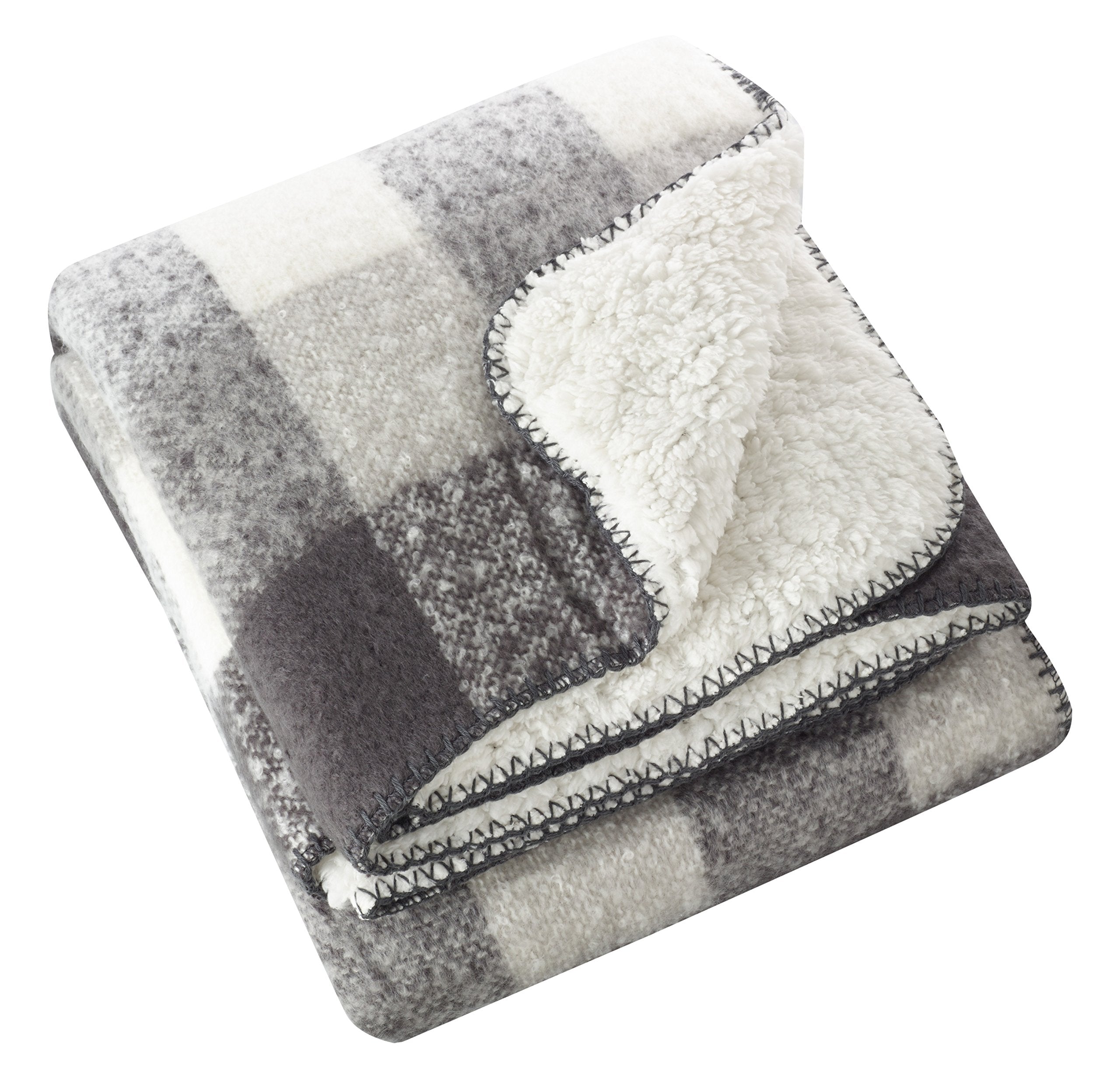 Saro Lifestyle Th209.Gy5060 Sevan Collection Faux Mohair Design Sherpa Throw Blanket, Grey, 50'X60'