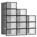 Songmics Shoe Boxes, Pack Of 12 Shoe Storage Organizers, Stackable Clear Plastic Boxes For Closet, Sneakers, 9.1 X 13.1 X 5.6 Inches, Fit Up To Us Size 11, Transparent And Black Ulsp006B12