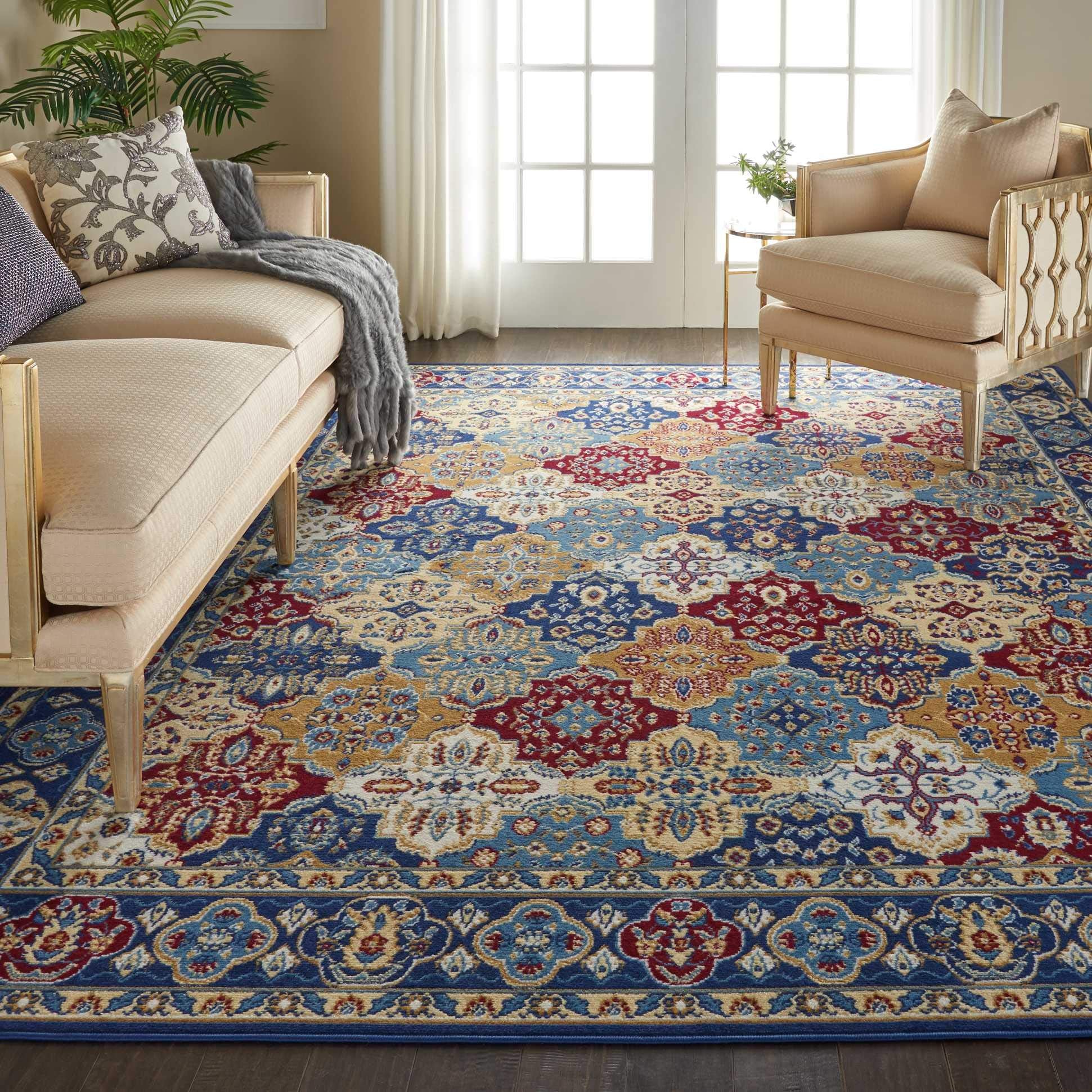 Nourison Grafix Traditional Multicolor 7'10' X 9'10' Area Rug, Easy Cleaning, Non Shedding, Bed Room, Living Room, Dining Room