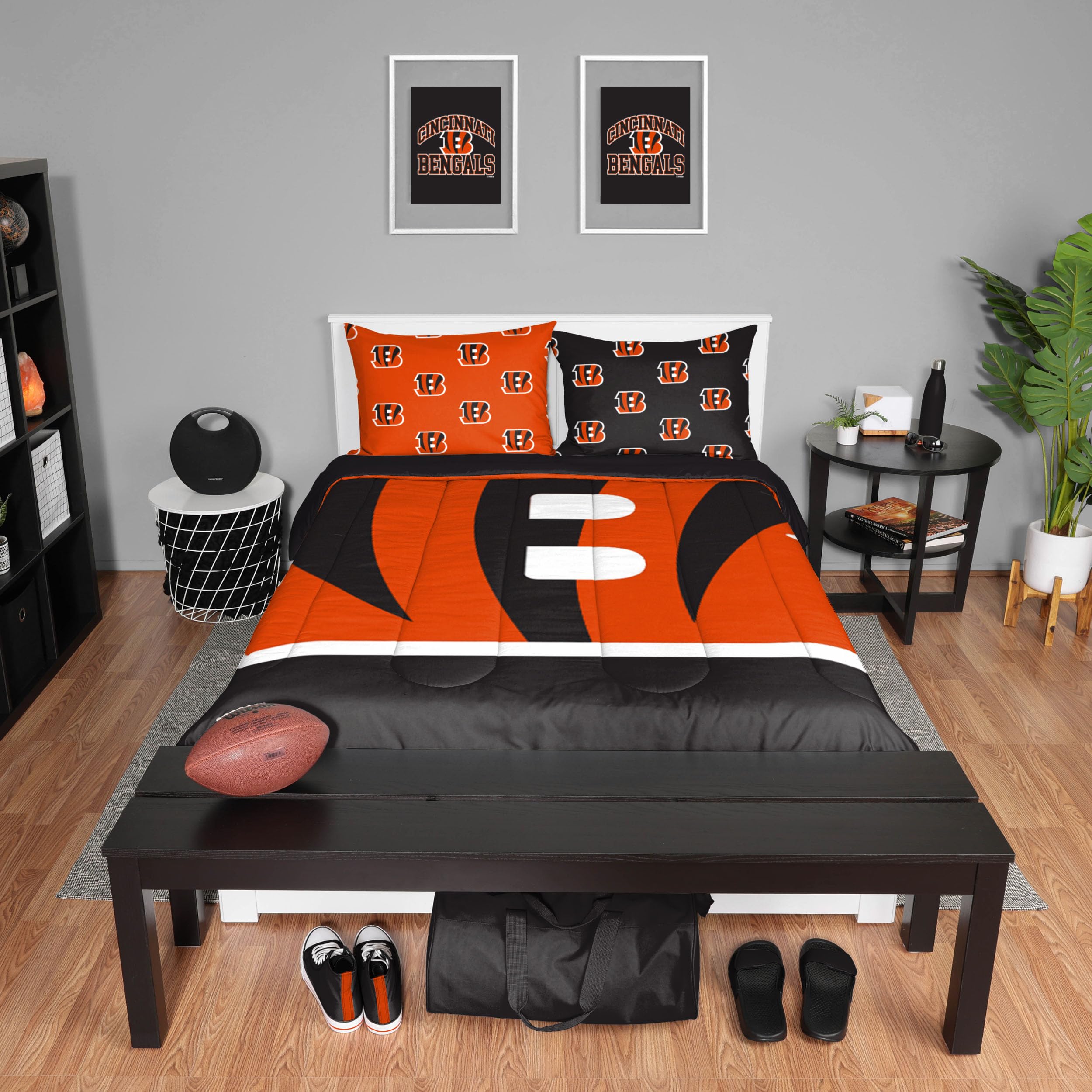 Foco Cincinnati Bengals Nfl Team Color Bed In A Bag Comforter Bedding 3 Piece Full Set