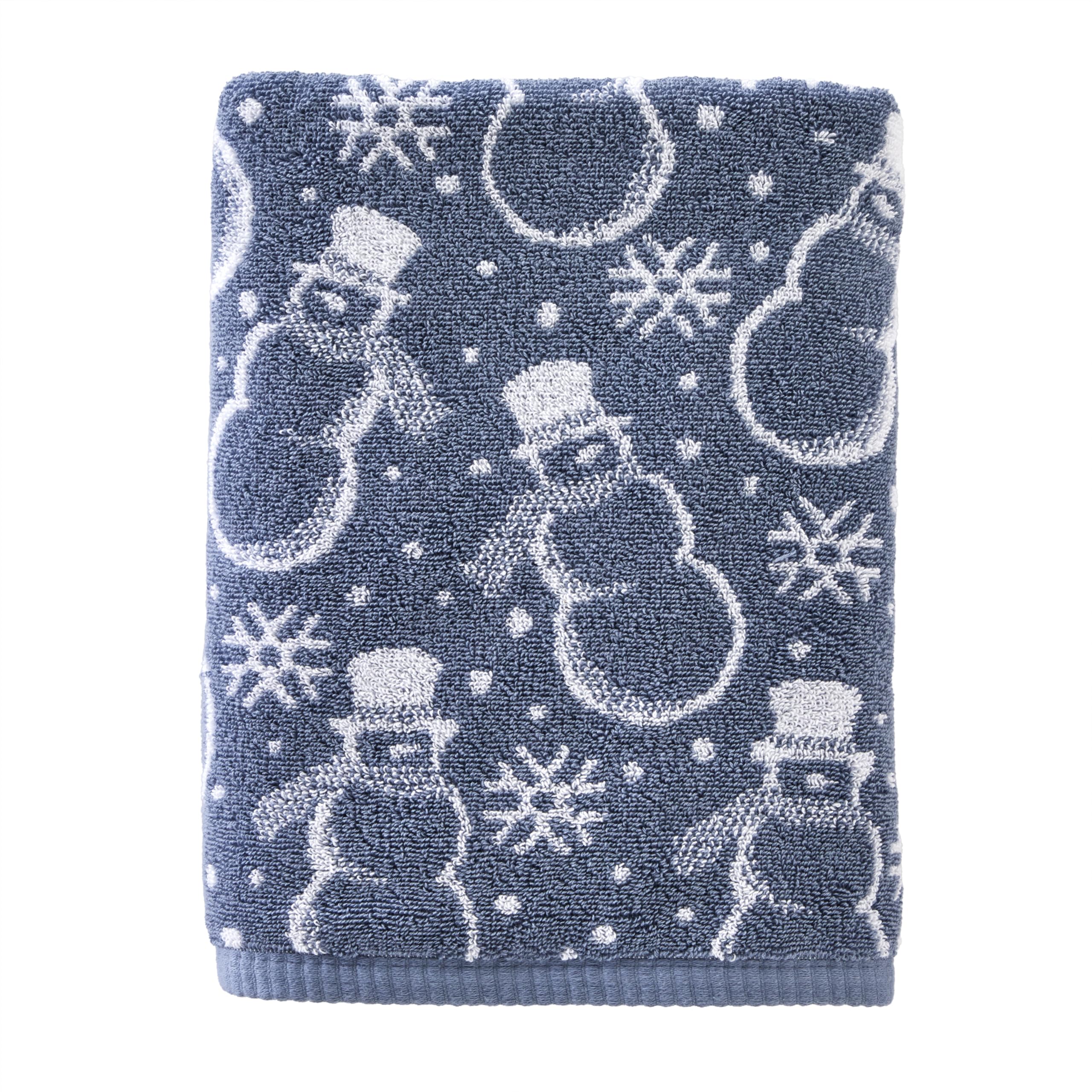 SKL Home Winter Top Hat Snowmen Bath Towel, Blue