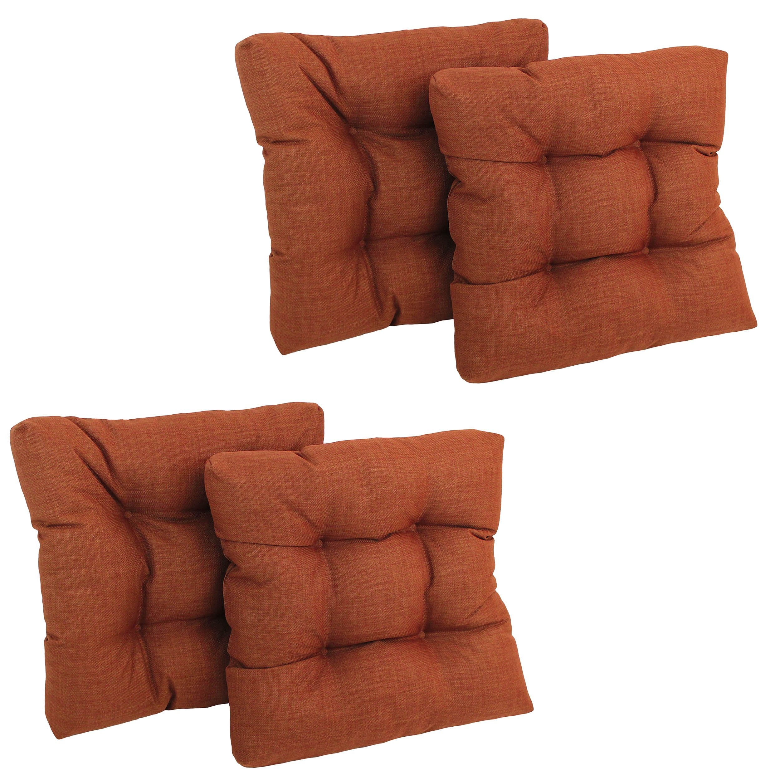 Blazing Needles Indoor/Outdoor Square Tufted Chair Cushion, 19 x 19, Cinnamon 4 Count