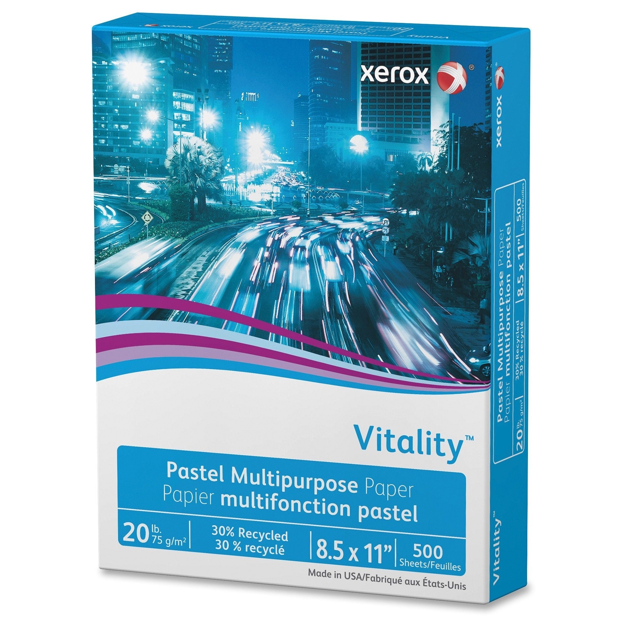 Xerox Multipurpose Colored Paper, 8 1/2' X 11', 20 Lb., Blue, Ream Of 500 Sheets