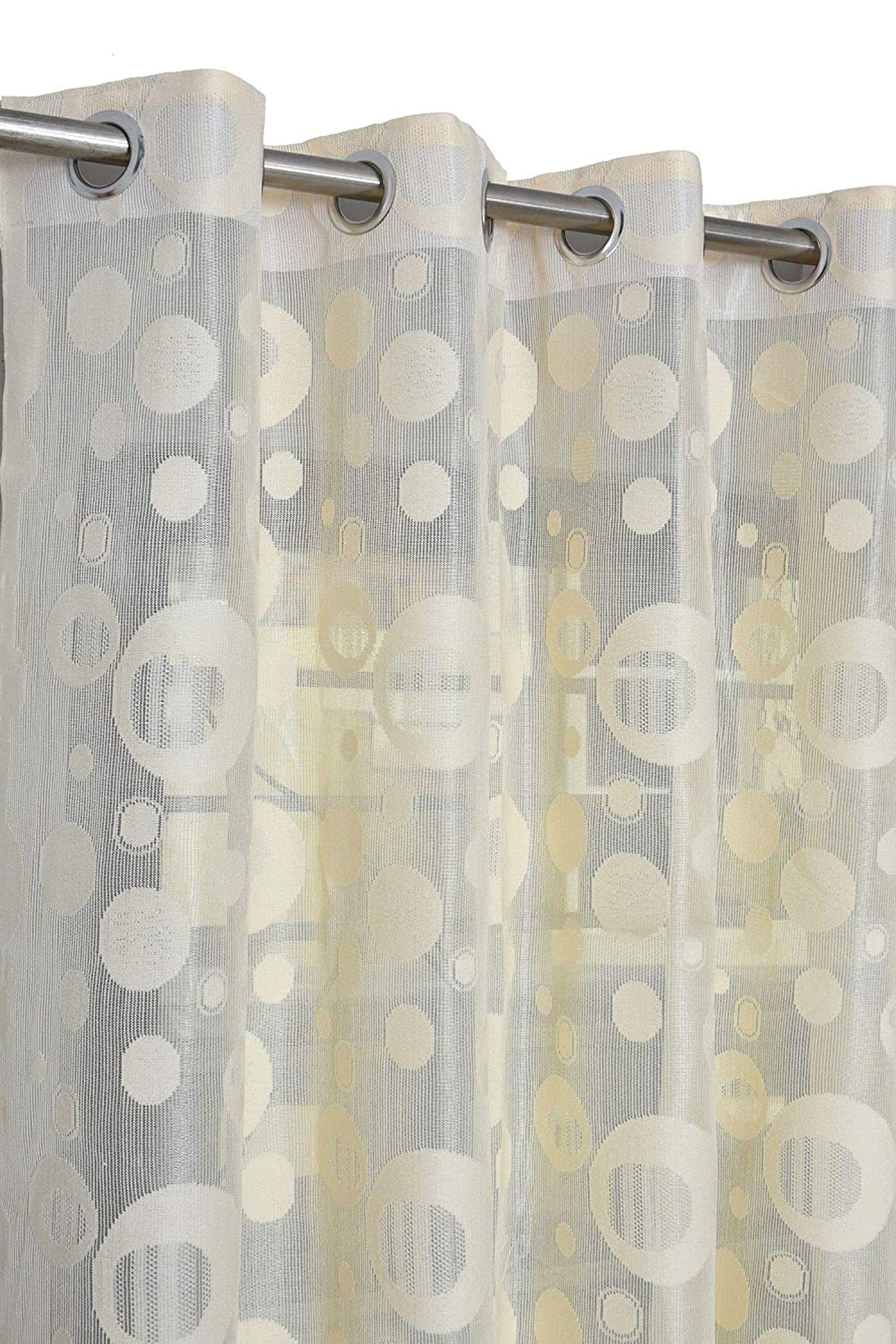 Kiara Creations Circle Net Transparent Curtains for Window 6 Feet (Pack of 1) Cream