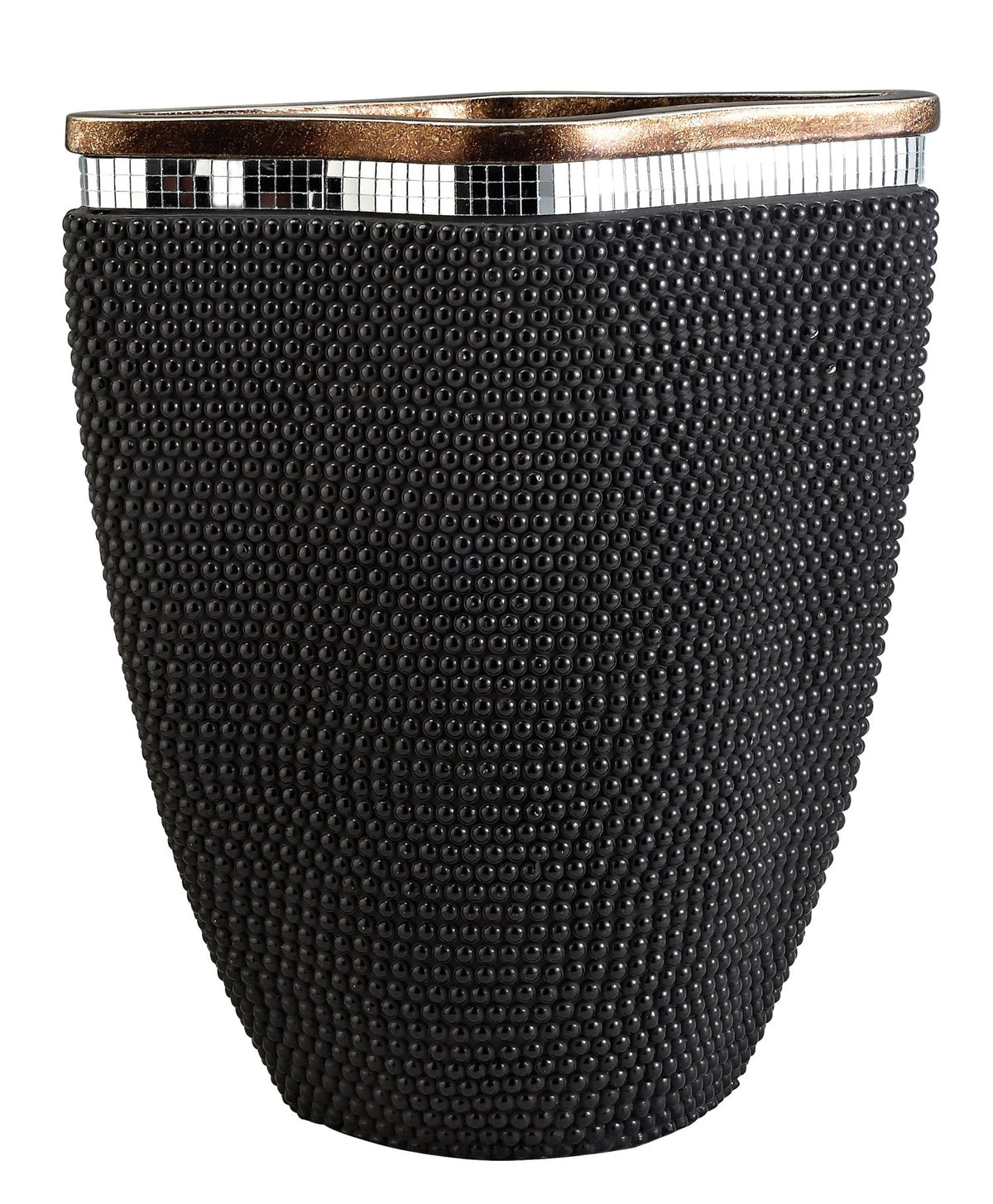 Ok Lighting Pearl Stone Decorative Vase, Black, 13.0&quot;