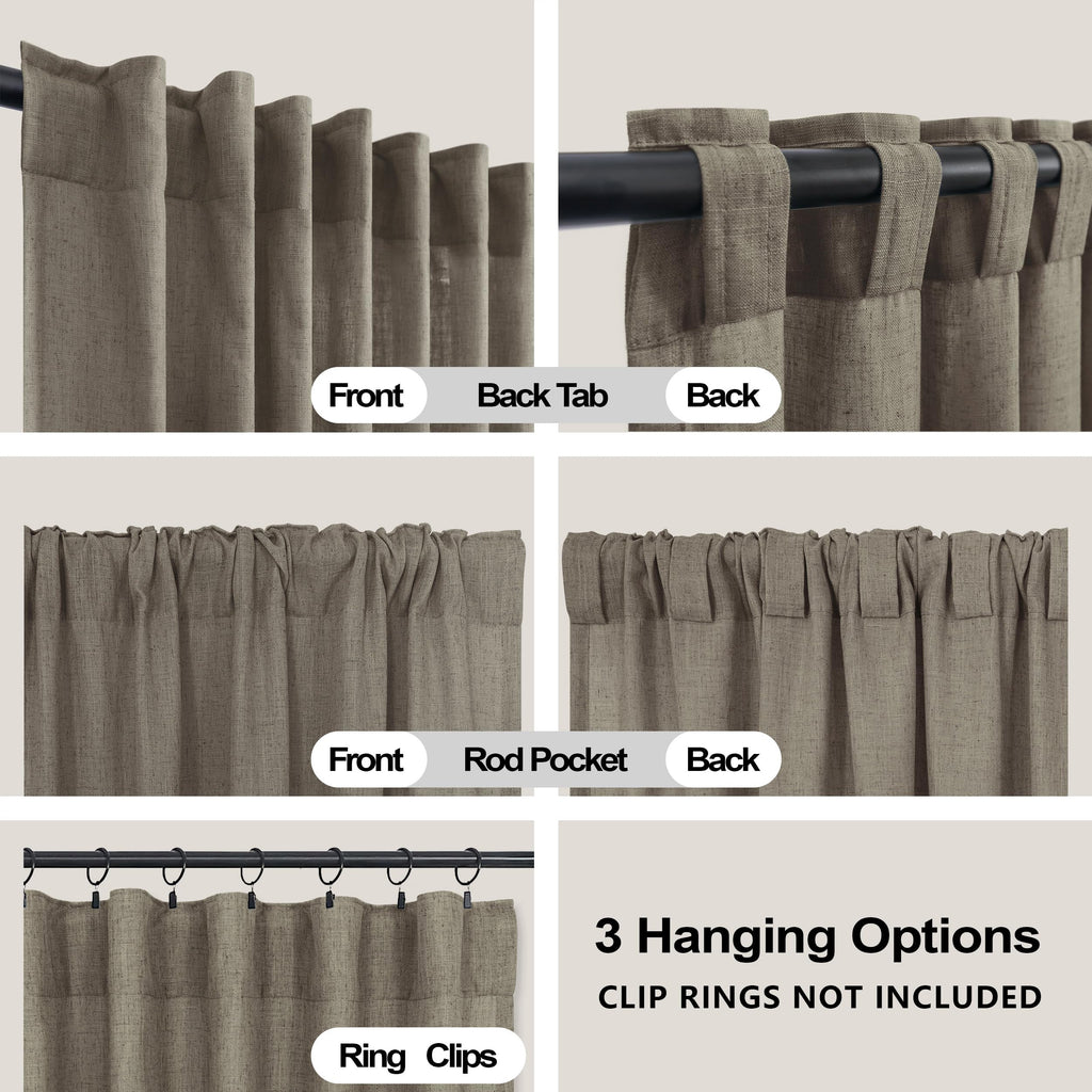 Koufall Extra Long 108 Inch Curtains Drapes For Farmhouse Living Room,Linen Sheer Wide Curtain Set For Large Window 2 Panels,52 Inch Width By Size 108 Length,Taupe