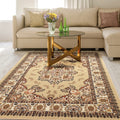 Antep Rugs Alfombras Oriental Traditional 5x7 Non-Skid (Non-Slip) Low Profile Pile Rubber Backing Indoor Area Rugs (Beige, 5 x 