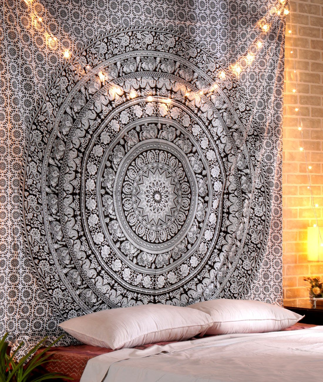 Rajrang Indian Mandala Large Tapestry Wall Hanging Black And White Elephant Cotton Aesthetic Tapestries For Bedroom Hippie Beach