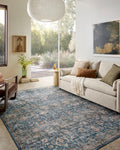 Loloi Anniston Collection ANS02 Lagoon/Natural 90 x 120 Machine Wash Area Rug