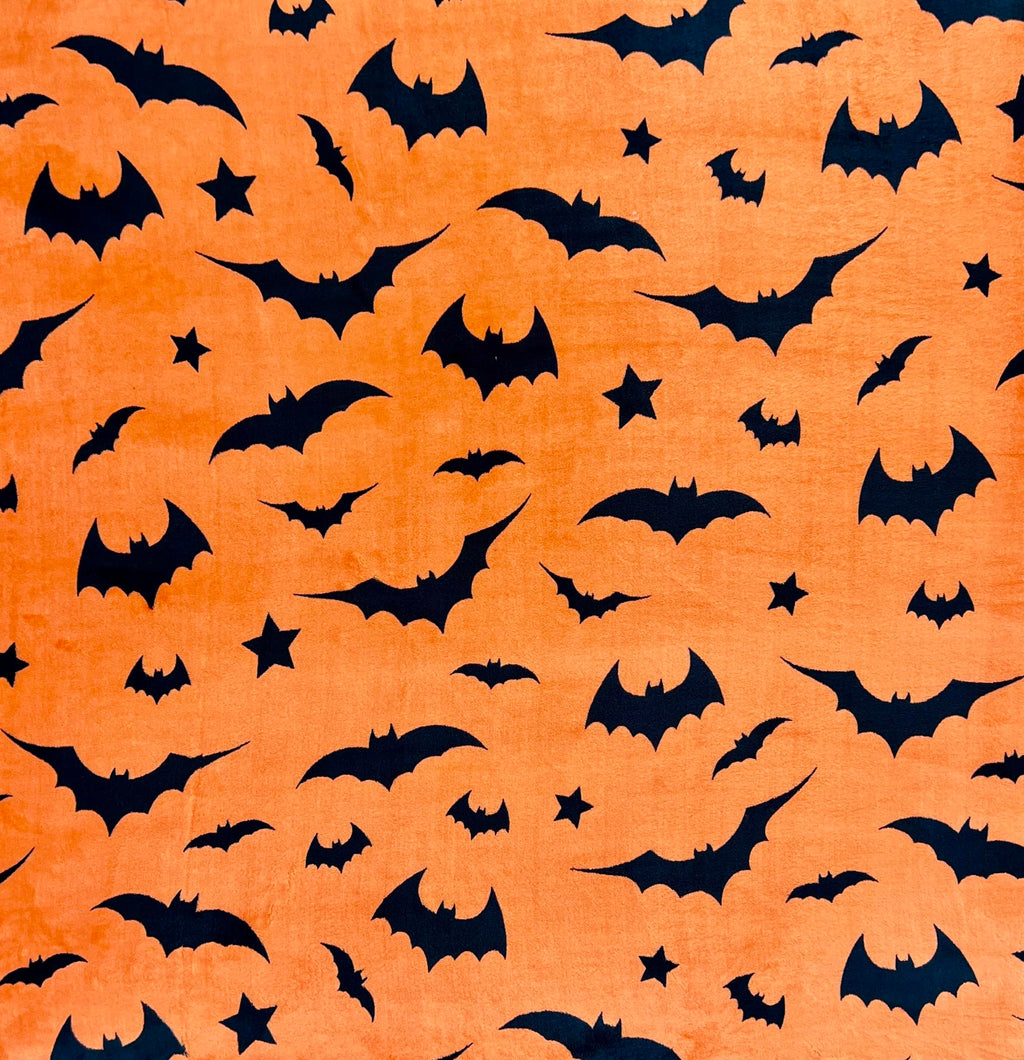 Halloween Throw Blanket: Soft Black Bats Silhouette On Orange Velvet Fleece For Sofa Bed Couch Chair Dorm