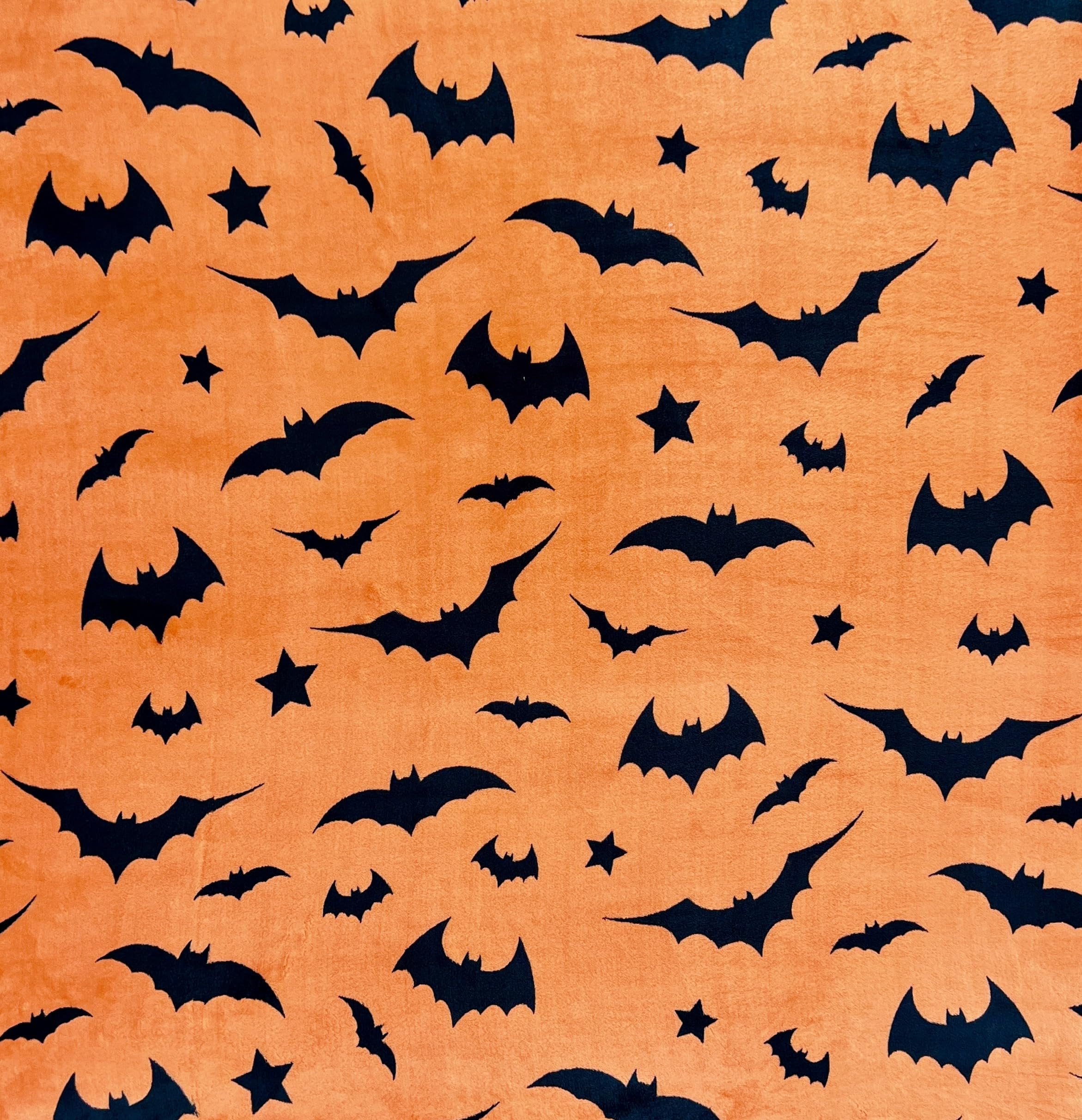 Halloween Throw Blanket: Soft Black Bats Silhouette On Orange Velvet Fleece For Sofa Bed Couch Chair Dorm